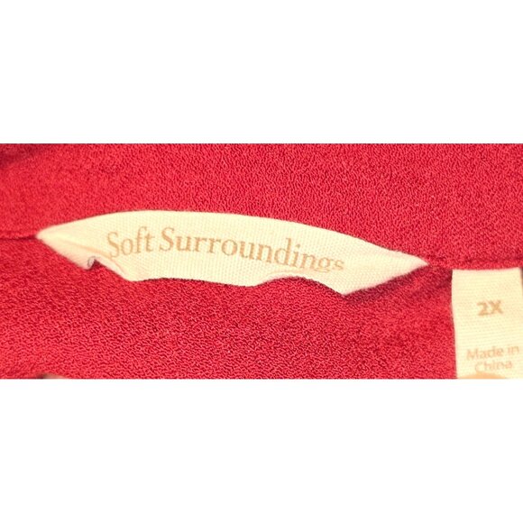 Soft Surrounding Women's Red Long Sleeve Blouse with Ruffles on Sleeves Size 2X - Picture 8 of 8